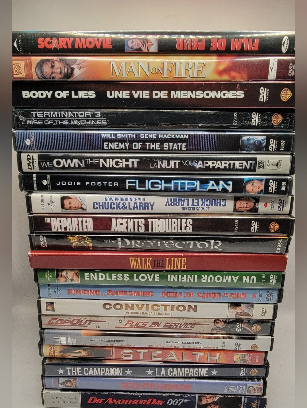 Stack of 20 Assorted Popular DVD Movies
